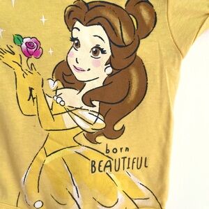 4/$20💥Belle Disney Baby Born Beautiful Bodysuit Onesie, Gold Yellow, Pink Rose